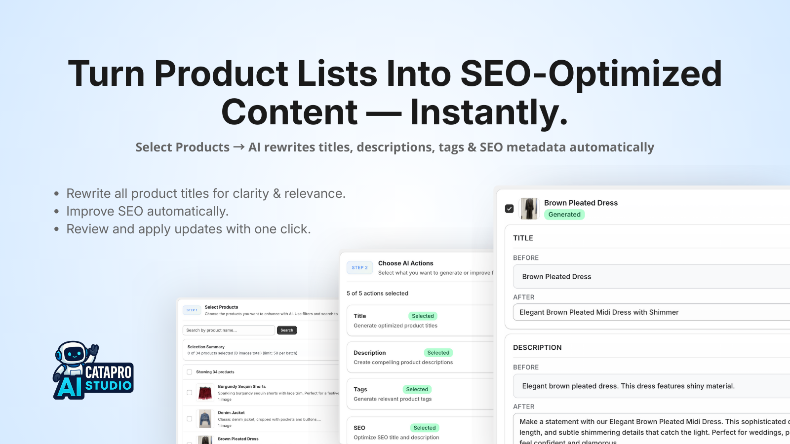 Product content enhancement - SEO-optimized content generation